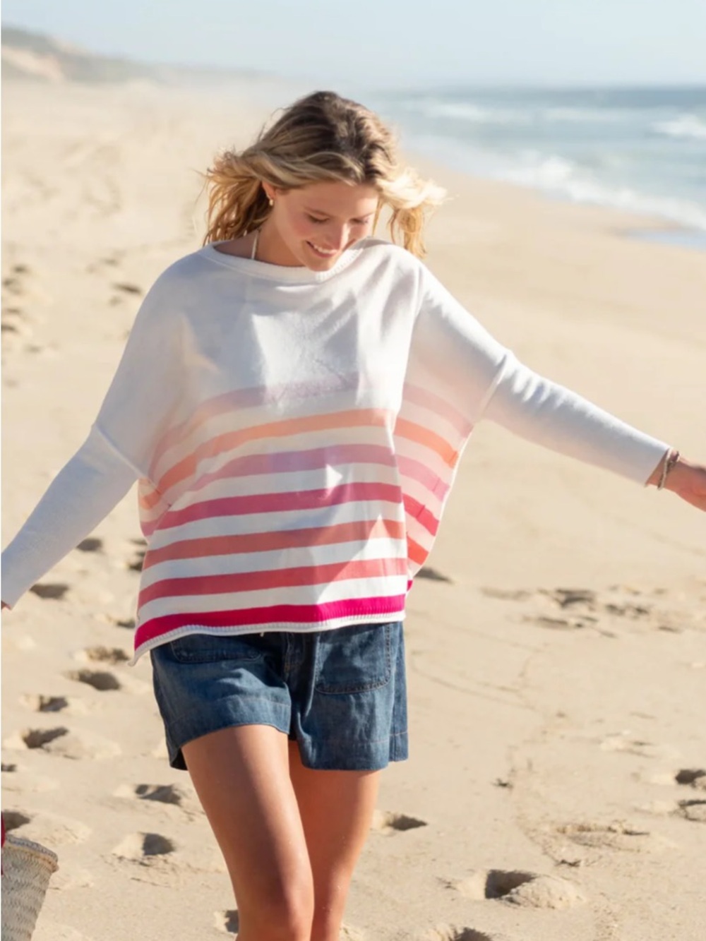 Mersea NWT Catalina Traveler OS striped sweater with side slits OS